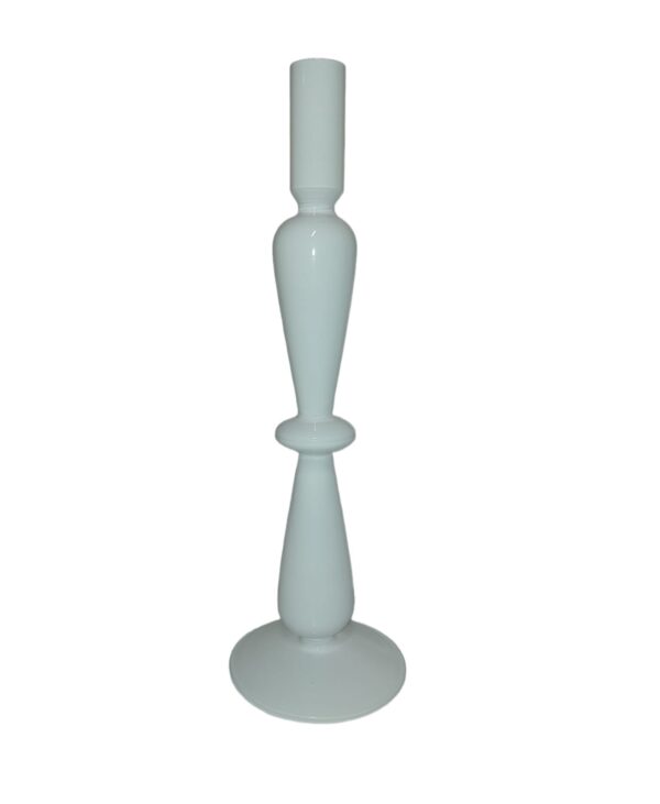 Balts stikla svečturis H29cm