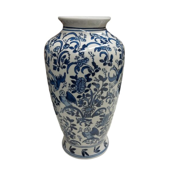 Zili balta vāze
